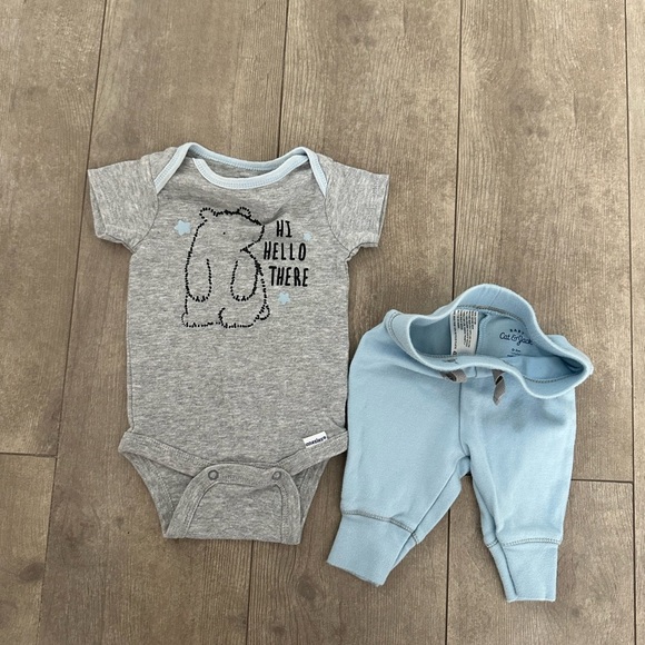 Gerber & cat and Jack 0-3 Month Baby Boy matching outfit set - Picture 10 of 11